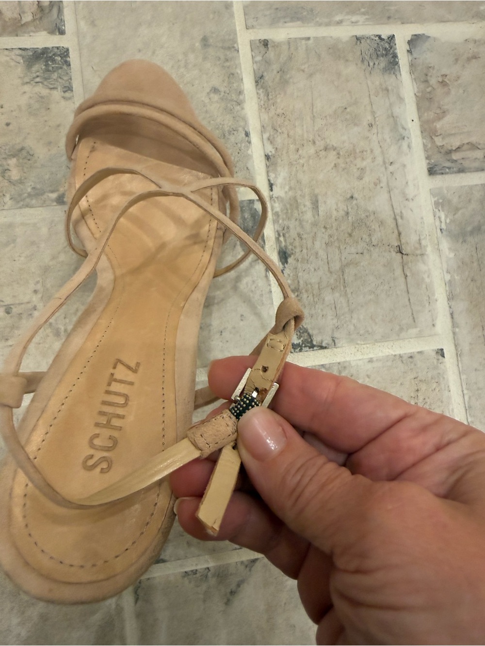 SCHUTZ Nude/Tan Strappy Suede Platform Stiletto Sandals with Dust Bag - Picture 11 of 15